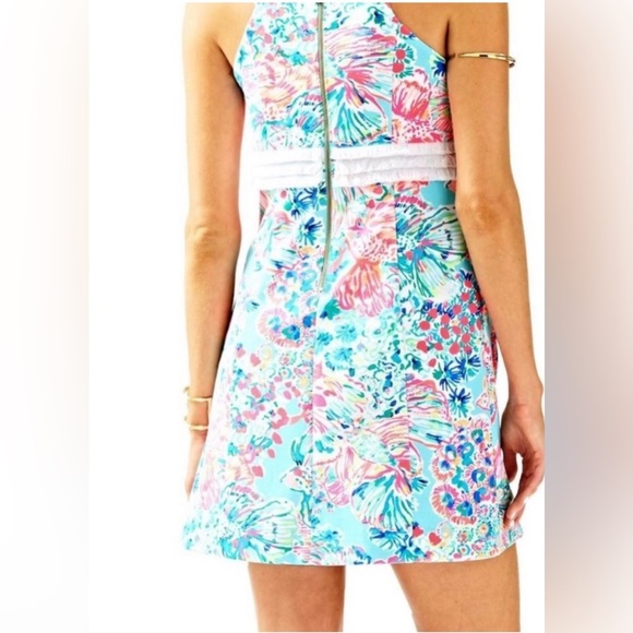 Lilly Pulitzer Arden Shift Gypsea Serene Blue Floral Pink Mini Dress Size 4 - Picture 2 of 7